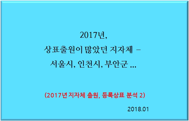 2017년, 상표출원이 많았던 지자체 – 서울시, 인천시, 부안군 …